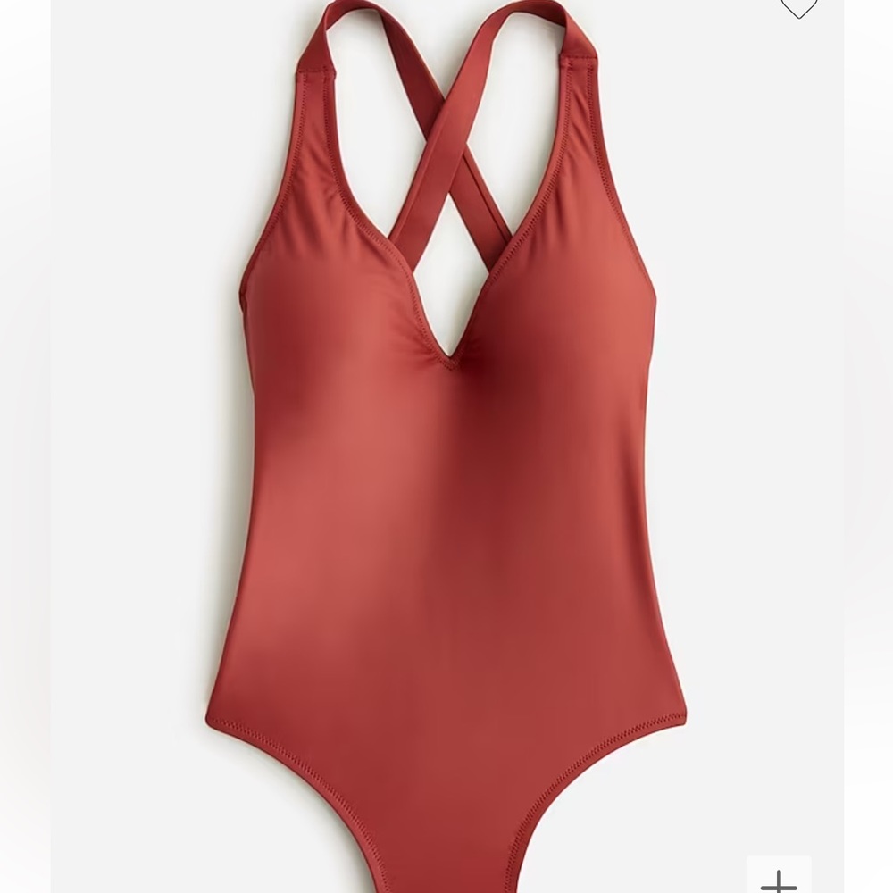 J Crew High support cross back, Solid deep V neck one piece
